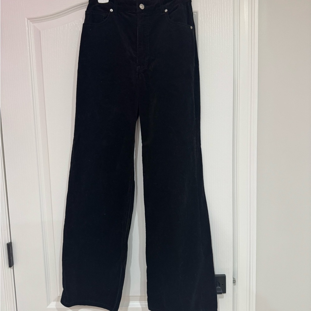 Black Corduroy Wide Leg Pants